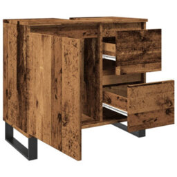 Berkfield Bathroom Sink Cabinet Old Wood 65X33X60 Cm Engineered Wood - thumbnail 7