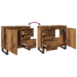 Berkfield Bathroom Sink Cabinet Old Wood 65X33X60 Cm Engineered Wood - thumbnail 8