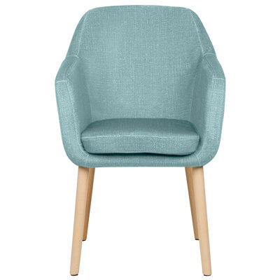 Beliani Blue Velvet Dining Chair With Armrests And Rubberwood Legs, Classic Living Room Accent - image 1