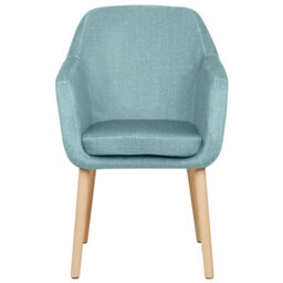 Beliani Blue Velvet Dining Chair With Armrests And Rubberwood Legs, Classic Living Room Accent - thumbnail 1