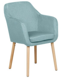Beliani Blue Velvet Dining Chair With Armrests And Rubberwood Legs, Classic Living Room Accent - thumbnail 3