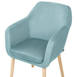 Beliani Blue Velvet Dining Chair With Armrests And Rubberwood Legs, Classic Living Room Accent - thumbnail 6