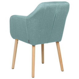 Beliani Blue Velvet Dining Chair With Armrests And Rubberwood Legs, Classic Living Room Accent - thumbnail 5