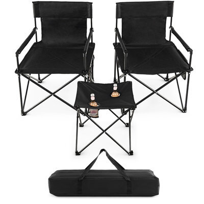 Costway 3 Piece Camping Chairs & Table Set Outdoor Foldable Lawn Chair Table W/ Carrying Bag - image 1