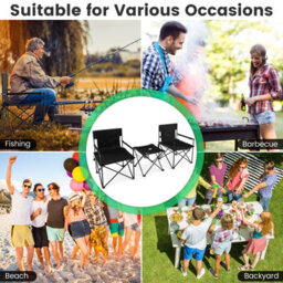 Costway 3 Piece Camping Chairs & Table Set Outdoor Foldable Lawn Chair Table W/ Carrying Bag - thumbnail 9