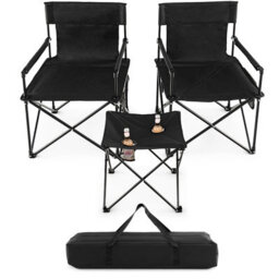 Costway 3 Piece Camping Chairs & Table Set Outdoor Foldable Lawn Chair Table W/ Carrying Bag - thumbnail 1