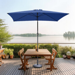 Sundaze 2X3M Blue Garden Parasol Umbrella Sun Shade Canopy With Hand Crank Tilt Function