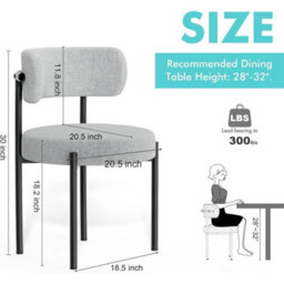 6Pcs Light Grey Modern Teddy Fabric Dining Chair With Metal Leg For Kitchen Study - thumbnail 2