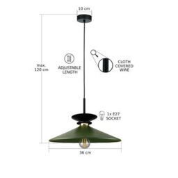 Luminosa Lighting Luminosa Velutto Dome Pendant Ceiling Light Green 1X E27 - thumbnail 3