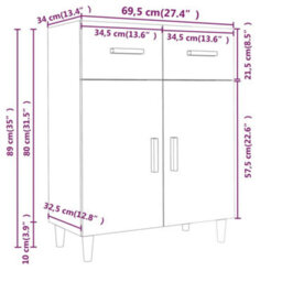 Berkfield Classic Sideboard Concrete Grey 69.5X34X90 Cm Engineered Wood - thumbnail 8