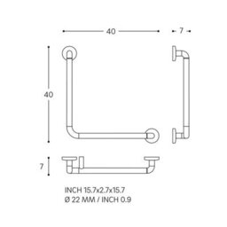 Cosmic Folding Grab Rail 75Cm, U-Shaped With Toilet Roll Holder, Matt Black, Supports Up To 150Kg, Architect Collection - thumbnail 4