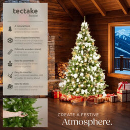 Tectake Christmas Tree Blitzen - 180 Cm Tall, Green Pvc Needles, Frosted Tips, With Stand - 180 Cm - Green - thumbnail 2