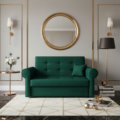 Viva Ii Sofa Bed With Sleep Function And Bedding Storage Hydrophobic Fabric Metal Legs 148X85X98 Green - image 1