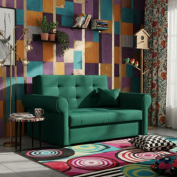 Viva Ii Sofa Bed With Sleep Function And Bedding Storage Hydrophobic Fabric Metal Legs 148X85X98 Green - thumbnail 2