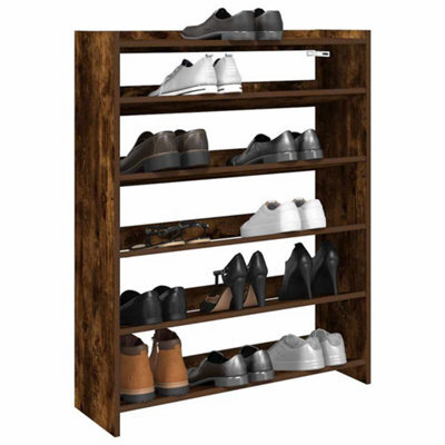 Berkfield Shoe Rack Smoked Oak 80X25X100 Cm Engineered Wood - image 1
