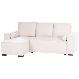 Beliani Corner Sofa Bed 3 Seater Edane Boucle Off-White With Storage Right Hand - thumbnail 5