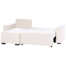 Beliani Corner Sofa Bed 3 Seater Edane Boucle Off-White With Storage Right Hand - thumbnail 6