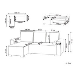 Beliani Corner Sofa Bed 3 Seater Edane Boucle Off-White With Storage Right Hand - thumbnail 3