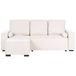 Beliani Corner Sofa Bed 3 Seater Edane Boucle Off-White With Storage Right Hand - thumbnail 4