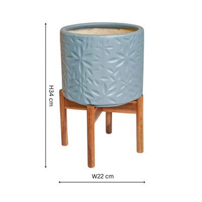 Ivyline Aspen Flower Dusty Blue Planter H34Cm D22Cm - image 1