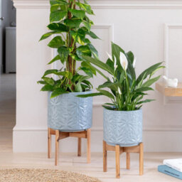 Ivyline Aspen Flower Dusty Blue Planter H34Cm D22Cm - thumbnail 7