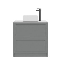 Royal Bathrooms Royal Bathroom Elmore 800mm Matt Pebble Grey Freestanding Countertop Bathroom Vanity Unit 2 Drawer With Elena Basin - thumbnail 7