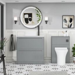 Royal Bathrooms Royal Bathroom Elmore 800mm Matt Pebble Grey Freestanding Countertop Bathroom Vanity Unit 2 Drawer With Elena Basin - thumbnail 5