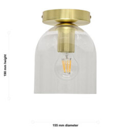First Choice Lighting Set Of 2 Belten - Glass Cloche Satin Brass Ceiling Light Fittings - thumbnail 6