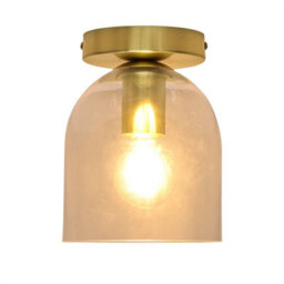 First Choice Lighting Set Of 2 Belten - Glass Cloche Satin Brass Ceiling Light Fittings - thumbnail 3