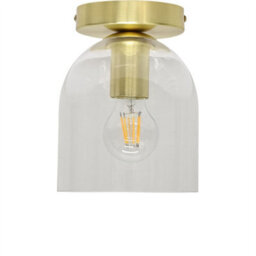 First Choice Lighting Set Of 2 Belten - Glass Cloche Satin Brass Ceiling Light Fittings - thumbnail 2