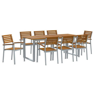 Berkfield Modern Garden Dining Set 5 Pcs Grey And Brown Solid Acacia Wood