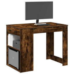 Berkfield Desk With Drawer And Shelf Smoked Oak 102X62X77.5 Cm Engineered Wood - thumbnail 1