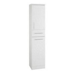 Clifton 350mm Tall Bathroom Storage Unit - Gloss White - (Impact) - thumbnail 1