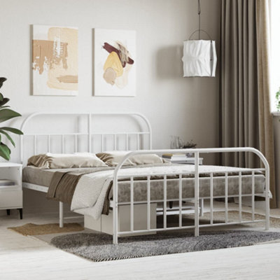 Berkfield Metal Bed Frame With Headboard And Footboard White 135X190 Cm - image 1
