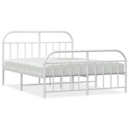 Berkfield Metal Bed Frame With Headboard And Footboard White 135X190 Cm - thumbnail 2