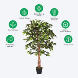 Homescapes Artificial Green Handcrafted Ficus Tree With Twisted Real Wood Stem, 120 Cm (4 Ft) - thumbnail 5