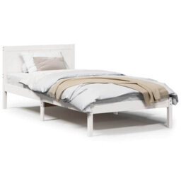 Berkfield White Wood Bed Frame White Wood 100 X 200 Cm Durable - thumbnail 4