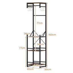 Space-Saving Hall Tree, 3-Tier Wood Steel Coat Stand With Shoe Rack - thumbnail 2
