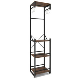 Space-Saving Hall Tree, 3-Tier Wood Steel Coat Stand With Shoe Rack - thumbnail 3