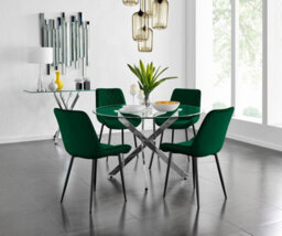 Furniturebox Uk Novara 120Cm Round Dining Table And 4 Green Pesaro Black Leg Chairs - thumbnail 1
