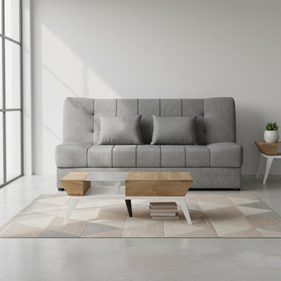 Sonia Sofa Bed With Storage Springs And Foam Stylish Living Room Or Guest Room Sofa With Cushions Light Grey - image 1