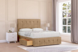"Sloomy Cambridge Latte Dumfries Divan Bed Set No Drawers - 54"" Floor Standing & 12"" Footboard 6' Super King" - thumbnail 2