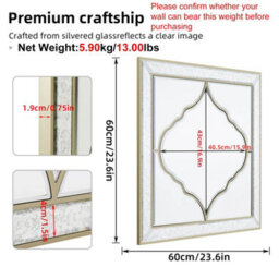 Artloge 60Cm Decorative Wall Mirror Hanging Accent Mirrors Living Room Bathroom - thumbnail 2