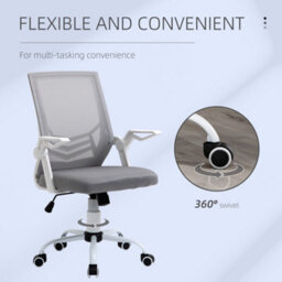 Vinsetto Mesh Swivel Office Chair Task Computer Chair W/ Lumbar Support, Grey - thumbnail 8