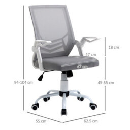 Vinsetto Mesh Swivel Office Chair Task Computer Chair W/ Lumbar Support, Grey - thumbnail 3