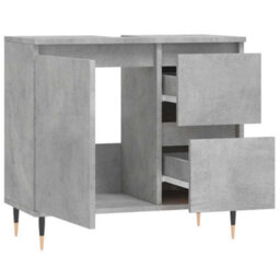 Berkfield Industrial Bathroom Cabinet Concrete Grey 65X33X60 Cm Engineered Wood - thumbnail 4
