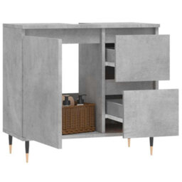 Berkfield Industrial Bathroom Cabinet Concrete Grey 65X33X60 Cm Engineered Wood - thumbnail 3