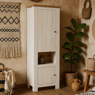 Wyld Haus Tipsyfern Tall 2-Door White Cabinet With Natural Oak Accent 2000mm - image 1