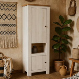 Wyld Haus Tipsyfern Tall 2-Door White Cabinet With Natural Oak Accent 2000mm - thumbnail 1