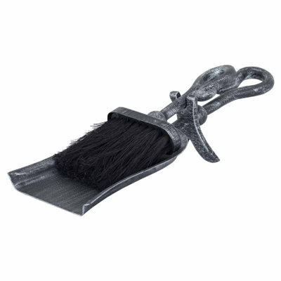 Silver Brushed Steel Crook Top Hearth Tidy Set - image 1